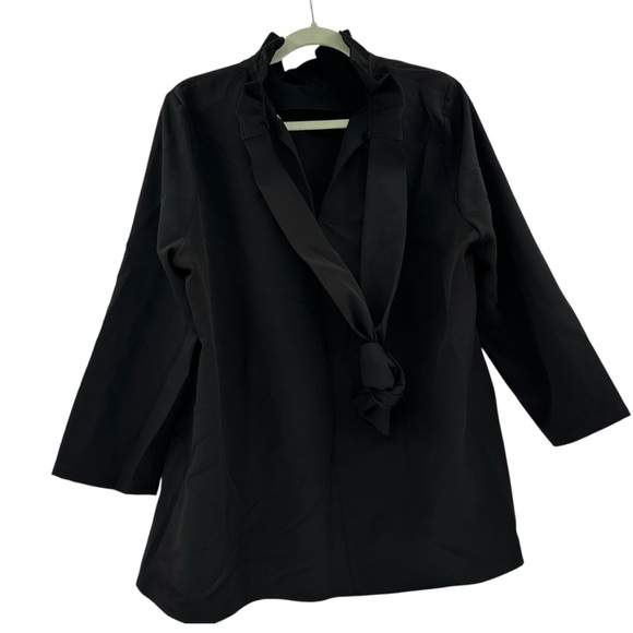 TUCKERNUCK Black Faye Blouse Size XXL Ruffle Neck Classic Staple - Picture 3 of 7